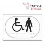 Disabled Gentlemen Graphic&rsquo;  Sign; Self Adhesive Taktyle; White (225mm x 150mm)