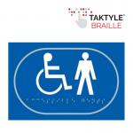 Disabled Gentlemen Graphic&rsquo;  Sign; Self Adhesive Taktyle; Blue (225mm x 150mm)