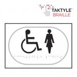 Disabled Ladies Graphic&rsquo;  Sign; Self Adhesive Taktyle; White (225mm x 150mm)