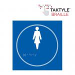 Ladies Graphic&rsquo;  Sign; Self Adhesive Taktyle ; Blue (150mm x 150mm)