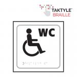 Disabled WC Symbol&rsquo;  Sign; Self Adhesive Taktyle ; White  (150mm x 150mm)