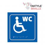 Disabled WC Symbol&rsquo;  Sign; Self Adhesive Taktyle; Blue (150mm x 150mm)