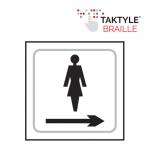 Ladies Graphic Arrow Right&rsquo;  Sign; Self Adhesive Taktyle; White  (150mm x 150mm)