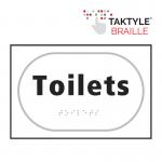 Toilets&rsquo;  Sign; Self Adhesive Taktyle; White  (225mm x 150mm)