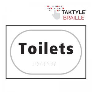 Image of Toilets&rsquo; Sign; Self Adhesive Taktyle; White 225mm x 150mm