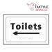 Toilets Arrow Left’  Sign; Self Adhesive Taktyle; White  (225mm x 150mm) TK2031BKWH