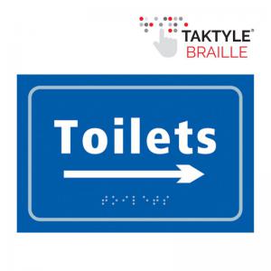 Image of Toilets Arrow Right&rsquo; Sign; Self Adhesive Taktyle; Blue