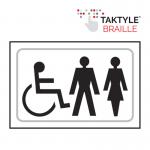 Disabled / Ladies / Gentlemen Graphic&rsquo;  Sign; Self Adhesive Taktyle; White  (225mm x 150mm)