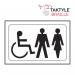 Disabled / Ladies / Gentlemen Graphic’  Sign; Self Adhesive Taktyle; White  (225mm x 150mm) TK2033BKWH