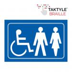 Disabled Ladies Gentlemen Graphic’ Sign; Self Adhesive Taktyle; Blue (225mm x 150mm) TK2033WHBL