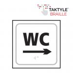 WC Arrow Right&rsquo;  Sign; Self Adhesive Taktyle; White  (150mm x 150mm)