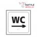 WC Arrow Right’  Sign; Self Adhesive Taktyle; White  (150mm x 150mm) TK2041BKWH