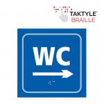 WC Arrow Right&rsquo;  Sign; Self Adhesive Taktyle; Blue (150mm x 150mm)