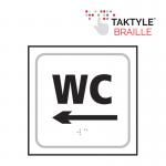 WC Arrow Left&rsquo;  Sign; Self Adhesive Taktyle; White  (150mm x 150mm)