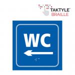 WC Arrow Left&rsquo;  Sign; Self Adhesive Taktyle; Blue (150mm x 150mm)