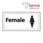 Female&rsquo;  Sign; Self Adhesive Taktyle; White (300mm x 150mm)