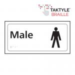 Male&rsquo;  Sign; Self Adhesive Taktyle; White  (300mm x 150mm)