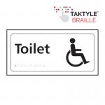 Toilet (With Disabled Symbol)&rsquo;  Sign; Self Adhesive Taktyle; White  (300mm x 150mm)