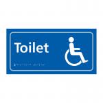 Toilet (With Disabled Symbol)&rsquo;  Sign; Self Adhesive Taktyle; Blue (300mm x 150mm)