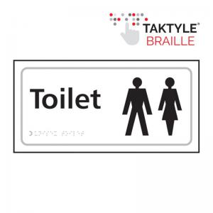 Toilet LadiesGents Symbol Sign; Self Adhesive Taktyle; White 300mm x