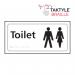 Toilet (Ladies/Gents Symbol)’  Sign; Self Adhesive Taktyle; White  (300mm x 150mm) TK2203BKWH