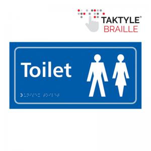 Toilet LadiesGents Symbol Sign; Self Adhesive Taktyle; Blue 300mm x