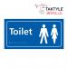Toilet (Ladies/Gents Symbol)’  Sign; Self Adhesive Taktyle; Blue (300mm x 150mm) TK2203WHBL