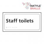 Staff Toilets&rsquo;  Sign; Self Adhesive Taktyle; White  (300mm x 150mm)