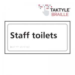 Image of Staff Toilets&rsquo; Sign; Self Adhesive Taktyle; White 300mm x