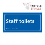 Staff Toilets&rsquo;  Sign; Self Adhesive Taktyle; Blue (300mm x 150mm)