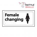 Female Changing&rsquo;  Sign; Self Adhesive Taktyle; White  (300mm x 150mm)