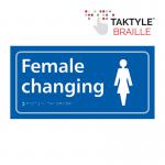 Female Changing&rsquo;  Sign; Self Adhesive Taktyle; Blue (300mm x 150mm)