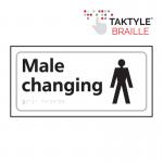 Male Changing&rsquo;  Sign; Self Adhesive Taktyle; White  (300mm x 150mm)