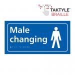 Male Changing&rsquo; Sign; Self Adhesive Taktyle; Blue (300mm x 150mm)