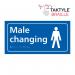 Male Changing’ Sign; Self Adhesive Taktyle; Blue (300mm x 150mm) TK2206WHBL