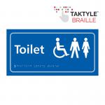 Toilet (Disabled / Gents / Ladies)&rsquo;  Sign; Self Adhesive Taktyle; Blue (300mm x 150mm)
