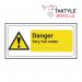 Danger Very Hot Water’ Sign; Taktyle; (300mm x 150mm)  TK3806BSI