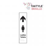 Ladies Toilets Arrow Up&rsquo;  Sign; Self Adhesive Taktyle; (75mm x 300mm) 