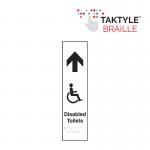 Disabled Toilets Arrow Up (with graphic)&rsquo;  Sign; Self Adhesive Taktyle; (75mm x 300mm) 