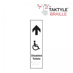 Image of Disabled Toilets Arrow Up with graphic&rsquo; Sign; Self Adhesive
