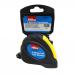 The photograph shows a durable Hilka Tape Measure, measuring 5m/16ft and 19mm in width. The heavy-duty tool is made by Hilka Tools UK Limited and is designed to accurately measure length. It features a bright color scheme and clear markings, making it easy to read and use.