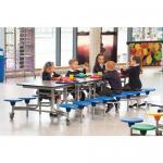 Sixteen Seat Rectangular Mobile Folding Table - Red Top/Blue Stools - 650mm height  9SRL101625RED-B