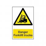 The picture shows a set of industrial danger signs manufactured by Spectrum. The signs display warnings and instructions for forklift truck safety, and are made from durable PVC material. Each sign measures 400x600mm and features the recognizable Spectrum logo. The bold lettering and eye-catching yellow and black color scheme make these signs easy to notice and understand in a busy work environment. Perfect for conveying crucial safety information in a clear and concise manner.