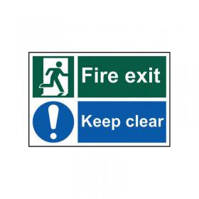 Spectrum Industrial Fire Exit Keep Clear S/A PVC Sign 300x200mm 1540 SPT26543