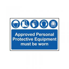 Spectrum Industrial Spectrum Safety Sign Approved Personal Protective Equipment Must Be Worn PVC 600x400mm 4020 SPT28487