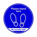 400mm Floor Graphic Please Stand Here Blue STP007 SPT60893