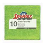 Spontex Specialist Microfibre Cloths Green (Pack of 10) 19700240 SPX15317