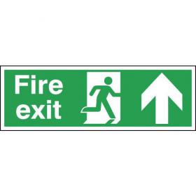 Safety Sign Fire Exit Running Man Arrow Up 150x450mm PVC FX04711R SR11130