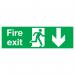 Safety Sign Fire Exit Running Man Arrow Down PVC 150x450mm FX04211R SR11131