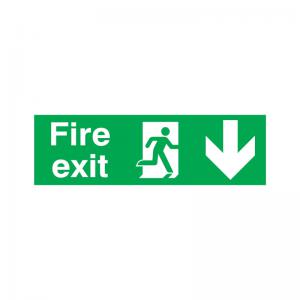 Unbranded Safety Sign Fire Exit Running Man Arrow Down PVC 150x450mm